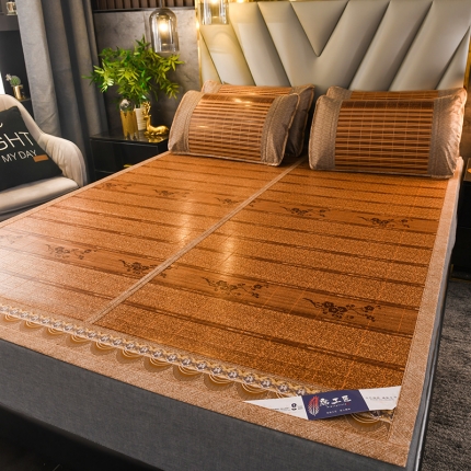 91家纺网 家纺一手货源 找家纺 2024新款双面印花竹席冰丝席竹凉席学生宿舍席子凉席