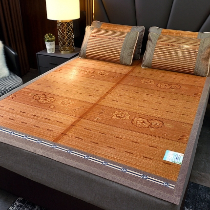 91家纺网 家纺一手货源 找家纺 2024新款双面印花竹席冰丝席竹凉席学生宿舍席子凉席