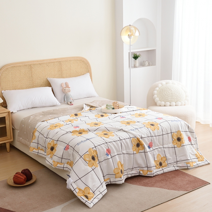 91家纺网 家纺一手货源 找家纺 小虾米 2022新款40支纯棉印花夏被被子被芯 花儿朵朵