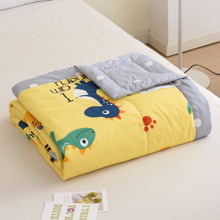 91家纺网 家纺一手货源 找家纺 小虾米 2022新款40支纯棉印花夏被被子被芯 恐龙沃德-黄