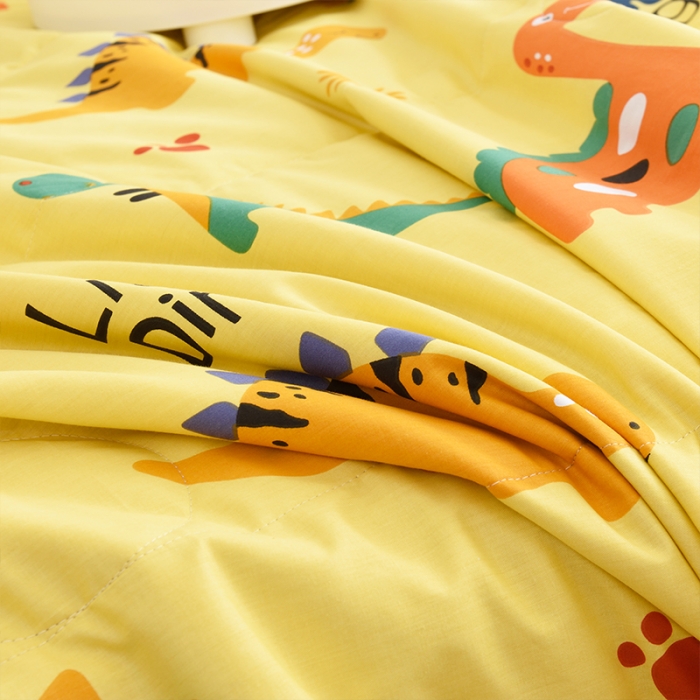 91家纺网 家纺一手货源 找家纺 小虾米 2022新款40支纯棉印花夏被被子被芯 恐龙沃德-黄