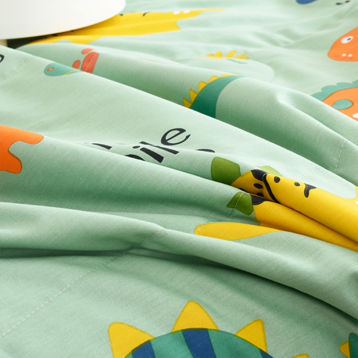 91家纺网 家纺一手货源 找家纺 小虾米 2022新款40支纯棉印花夏被被子被芯 恐龙沃德-绿