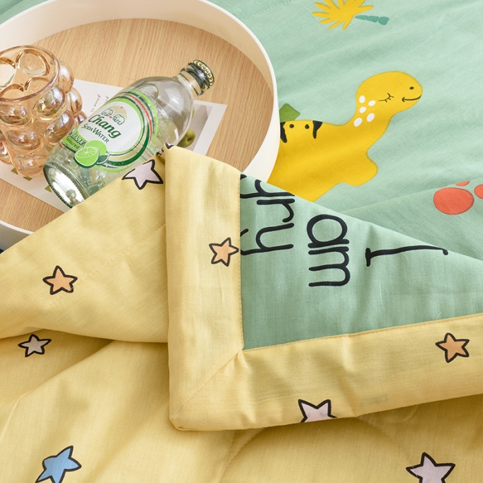 91家纺网 家纺一手货源 找家纺 小虾米 2022新款40支纯棉印花夏被被子被芯 恐龙沃德-绿