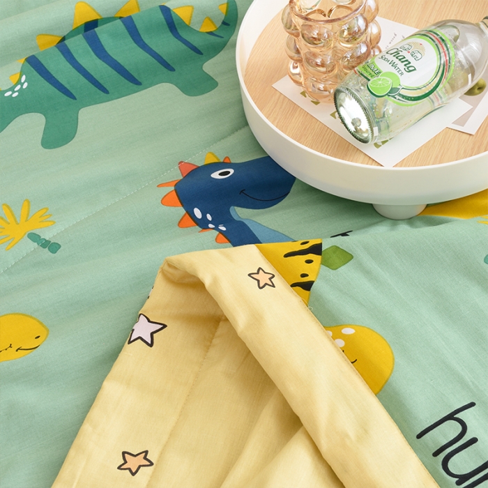 91家纺网 家纺一手货源 找家纺 小虾米 2022新款40支纯棉印花夏被被子被芯 恐龙沃德-绿