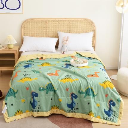 小虾米 2022新款40支纯棉印花夏被被子被芯 恐龙沃德-绿