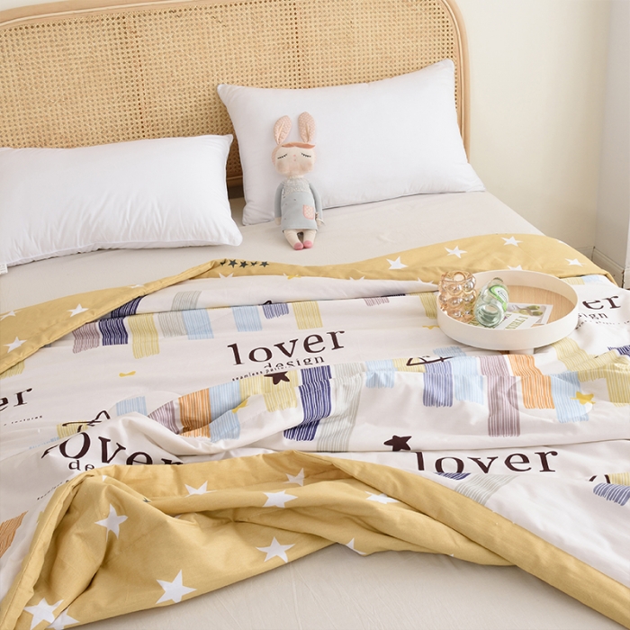 91家纺网 家纺一手货源 找家纺 小虾米 2022新款40支纯棉印花夏被被子被芯 五星躺赢