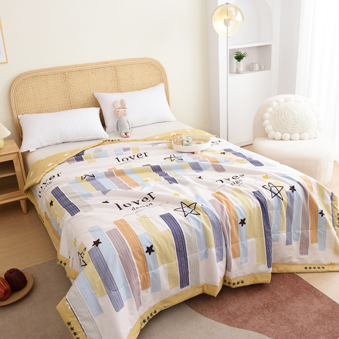 91家纺网 家纺一手货源 找家纺 小虾米 2022新款40支纯棉印花夏被被子被芯 五星躺赢