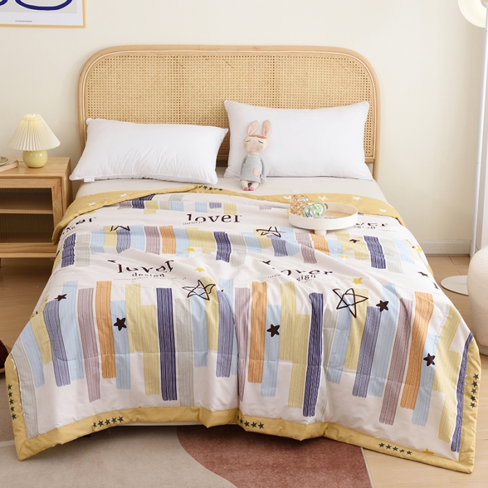 91家纺网 家纺一手货源 找家纺 小虾米 2022新款40支纯棉印花夏被被子被芯 五星躺赢