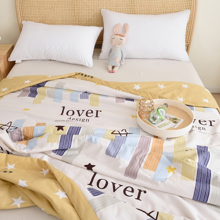 91家纺网 家纺一手货源 找家纺 小虾米 2022新款40支纯棉印花夏被被子被芯 五星躺赢