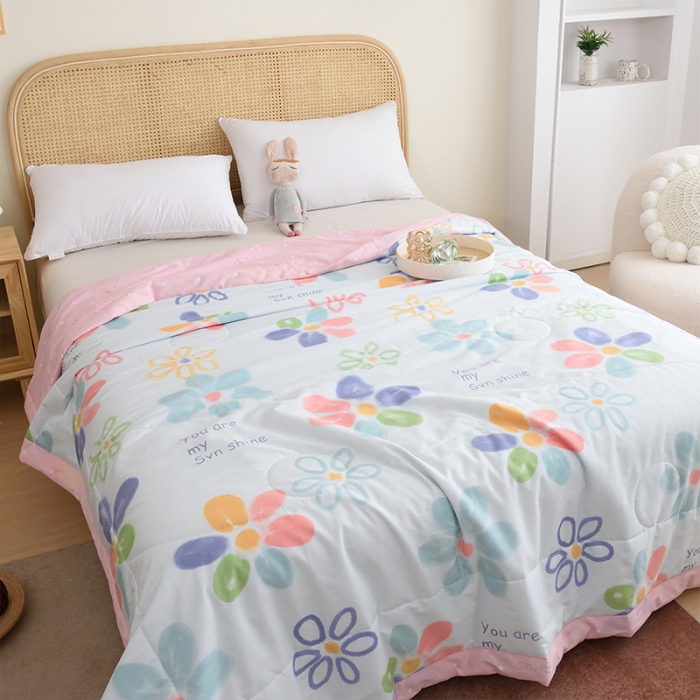 91家纺网 家纺一手货源 找家纺 小虾米 2022新款40支纯棉印花夏被被子被芯 心花怒放