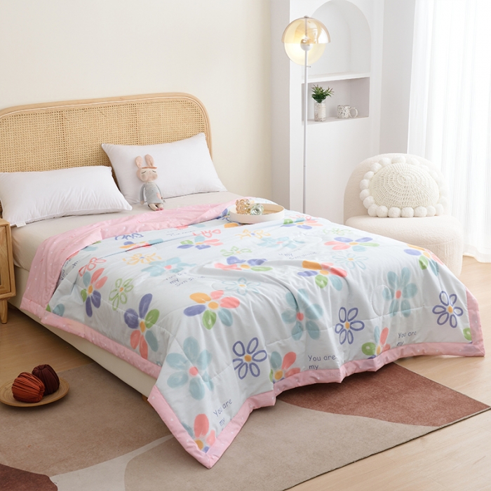 91家纺网 家纺一手货源 找家纺 小虾米 2022新款40支纯棉印花夏被被子被芯 心花怒放