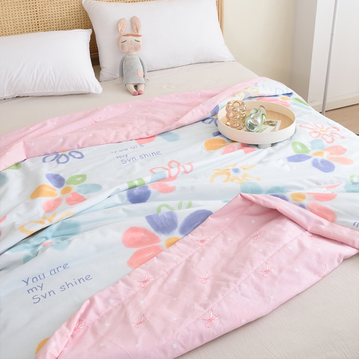 91家纺网 家纺一手货源 找家纺 小虾米 2022新款40支纯棉印花夏被被子被芯 心花怒放