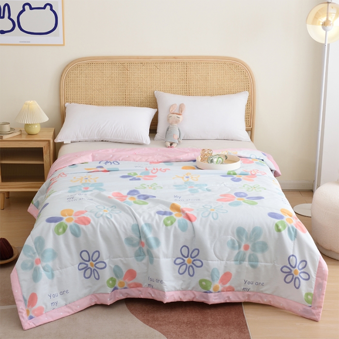 91家纺网 家纺一手货源 找家纺 小虾米 2022新款40支纯棉印花夏被被子被芯 心花怒放