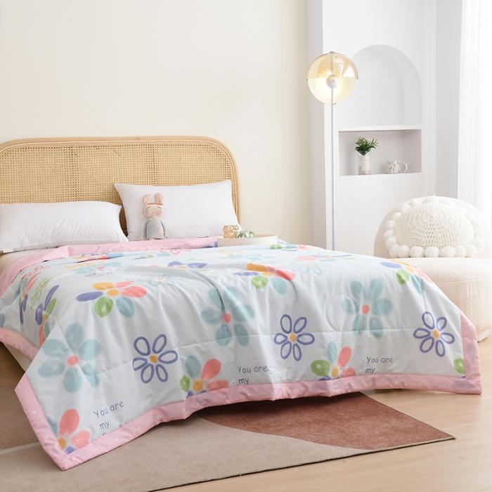 91家纺网 家纺一手货源 找家纺 小虾米 2022新款40支纯棉印花夏被被子被芯 心花怒放