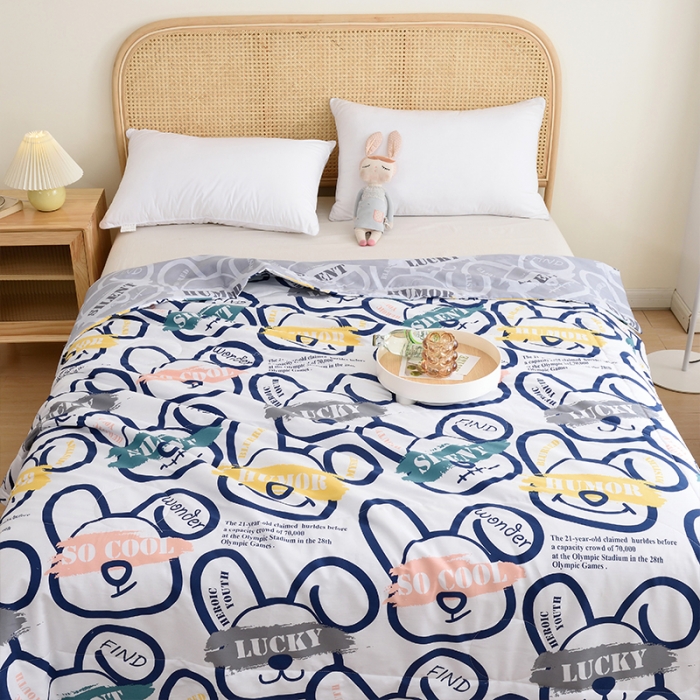 91家纺网 家纺一手货源 找家纺 小虾米 2022新款40支纯棉印花夏被被子被芯 幸运一夏