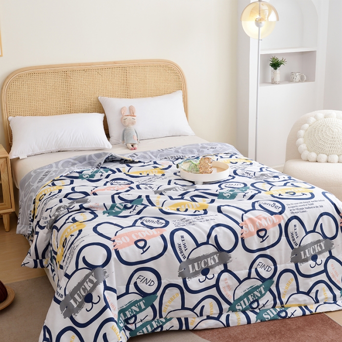 91家纺网 家纺一手货源 找家纺 小虾米 2022新款40支纯棉印花夏被被子被芯 幸运一夏