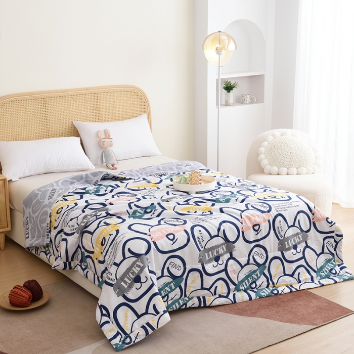 91家纺网 家纺一手货源 找家纺 小虾米 2022新款40支纯棉印花夏被被子被芯 幸运一夏