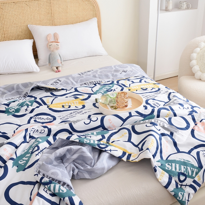 91家纺网 家纺一手货源 找家纺 小虾米 2022新款40支纯棉印花夏被被子被芯 幸运一夏