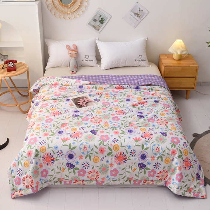 91家纺网 家纺一手货源 找家纺 小虾米 2022新款40支纯棉印花夏被被子被芯 萤火之夜