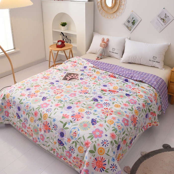 91家纺网 家纺一手货源 找家纺 小虾米 2022新款40支纯棉印花夏被被子被芯 萤火之夜