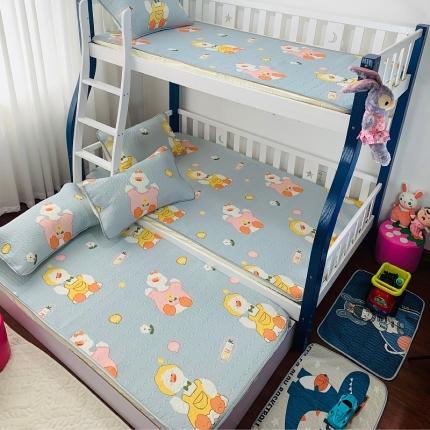 91家纺网 家纺一手货源 找家纺 小虾米 2022新款可定制凉感丝0.4乳胶凉席床笠三件套 快乐鸭