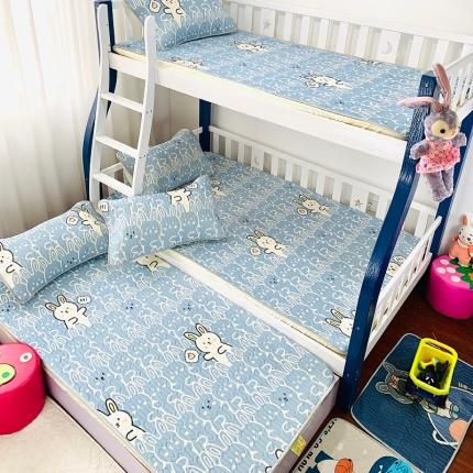 91家纺网 家纺一手货源 找家纺 小虾米 2022新款可定制凉感丝0.4乳胶凉席床笠三件套 兔基斯