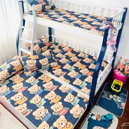 91家纺网 家纺一手货源 找家纺 小虾米 2022新款可定制凉感丝0.4乳胶凉席床笠三件套 小熊