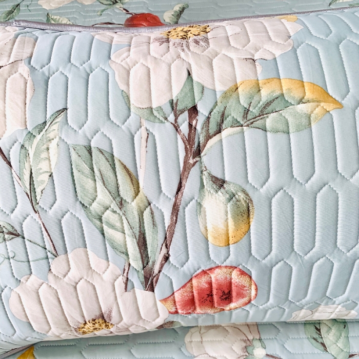 91家纺网 家纺一手货源 找家纺 小虾米 2022新款可定制凉感丝0.4乳胶凉席床笠三件套 花开朵朵