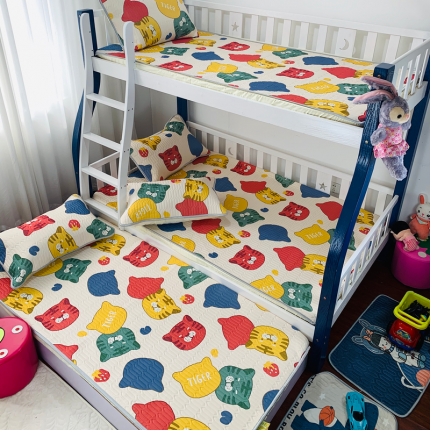 小虾米 2022新款可定制凉感丝0.4乳胶凉席床笠三件套 老虎