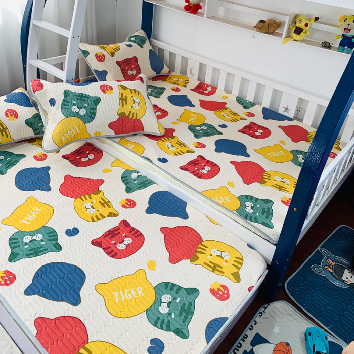 91家纺网 家纺一手货源 找家纺 小虾米 2022新款可定制凉感丝0.4乳胶凉席床笠三件套 老虎