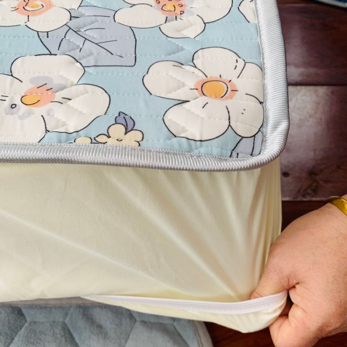 91家纺网 家纺一手货源 找家纺 小虾米 2022新款可定制凉感丝0.4乳胶凉席床笠三件套 绿野仙踪