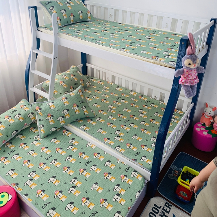 91家纺网 家纺一手货源 找家纺 小虾米 2022新款可定制凉感丝0.4乳胶凉席床笠三件套 帽子狗