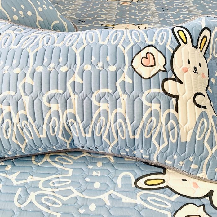 91家纺网 家纺一手货源 找家纺 小虾米 2022新款可定制凉感丝0.4乳胶凉席床笠三件套 兔基斯