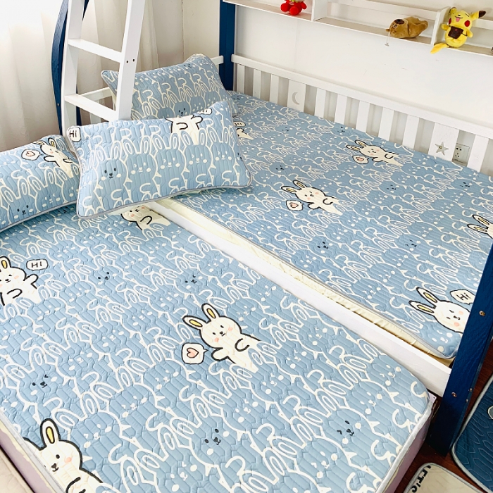 91家纺网 家纺一手货源 找家纺 小虾米 2022新款可定制凉感丝0.4乳胶凉席床笠三件套 兔基斯