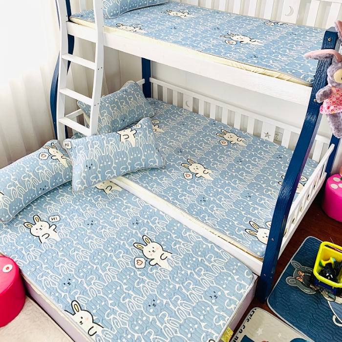 91家纺网 家纺一手货源 找家纺 小虾米 2022新款可定制凉感丝0.4乳胶凉席床笠三件套 兔基斯