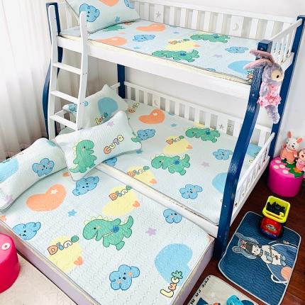 小虾米 2022新款可定制凉感丝0.4乳胶凉席床笠三件套 小恐龙兰