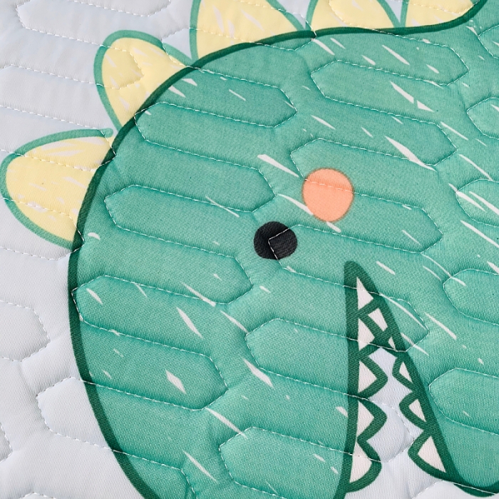 91家纺网 家纺一手货源 找家纺 小虾米 2022新款可定制凉感丝0.4乳胶凉席床笠三件套 小恐龙兰