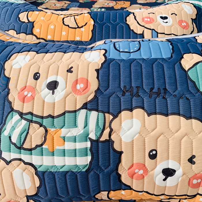 91家纺网 家纺一手货源 找家纺 小虾米 2022新款可定制凉感丝0.4乳胶凉席床笠三件套 小熊