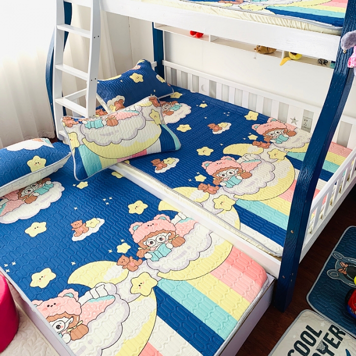 91家纺网 家纺一手货源 找家纺 小虾米 2022新款可定制凉感丝0.4乳胶凉席床笠三件套 星空女孩