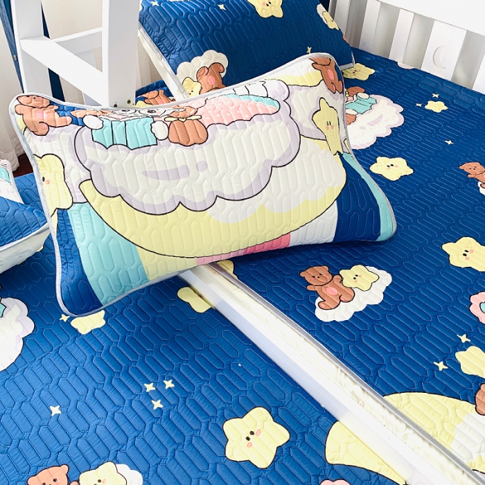 91家纺网 家纺一手货源 找家纺 小虾米 2022新款可定制凉感丝0.4乳胶凉席床笠三件套 星空女孩