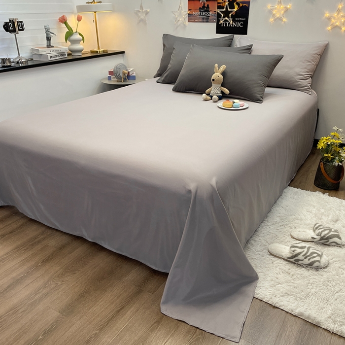 91家纺网 家纺一手货源 找家纺 赫然家纺 2026新款纯色磨毛系列床单款四件套 深灰+浅灰