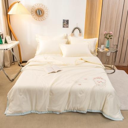 芃成家纺 2022新款水洗天丝绣花夏被子被芯 景秀-米黄