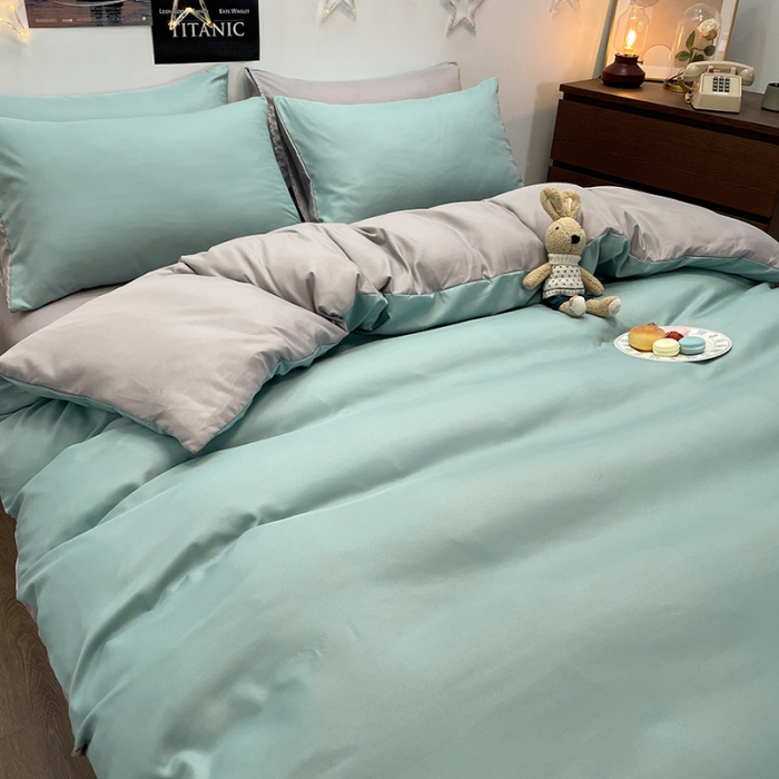 91家纺网 家纺一手货源 找家纺 赫然家纺 新款纯色磨毛系列-单被套 浅蓝+浅灰