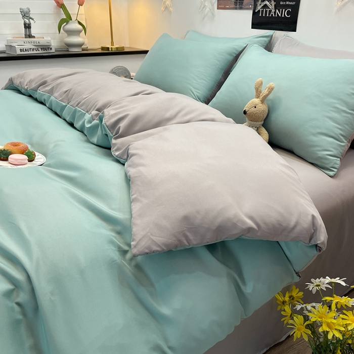 91家纺网 家纺一手货源 找家纺 赫然家纺 新款纯色磨毛系列-单被套 浅蓝+浅灰