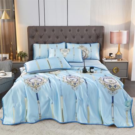 91家纺网 家纺一手货源 找家纺 铠畅 2022新款天丝夏被四件套床裙 夏日如花