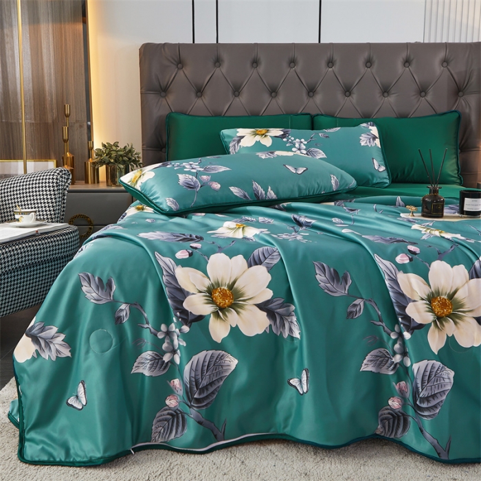 91家纺网 家纺一手货源 找家纺 铠畅 2022新款天丝夏被四件套床裙 爱意纷纷