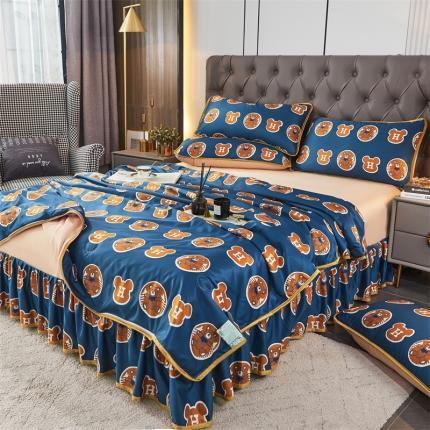 铠畅 2022新款天丝夏被四件套床裙 安静小熊