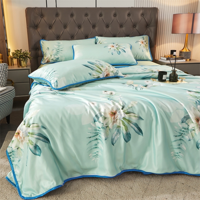 91家纺网 家纺一手货源 找家纺 铠畅 2022新款天丝夏被四件套床裙 半夏时光