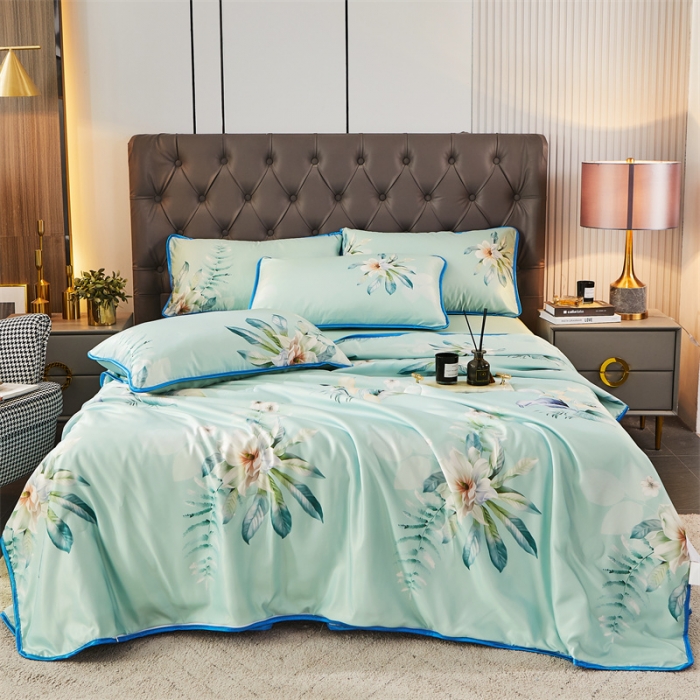 91家纺网 家纺一手货源 找家纺 铠畅 2022新款天丝夏被四件套床裙 半夏时光