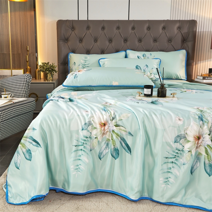 91家纺网 家纺一手货源 找家纺 铠畅 2022新款天丝夏被四件套床裙 半夏时光